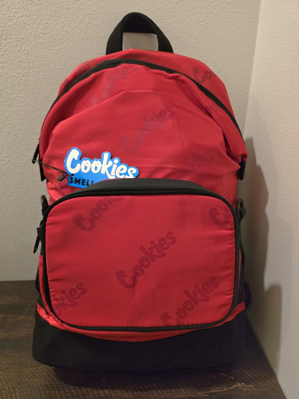 Cookies Stasher Smell Proof Red Black Logo Backpack Laptop School Travel Bag